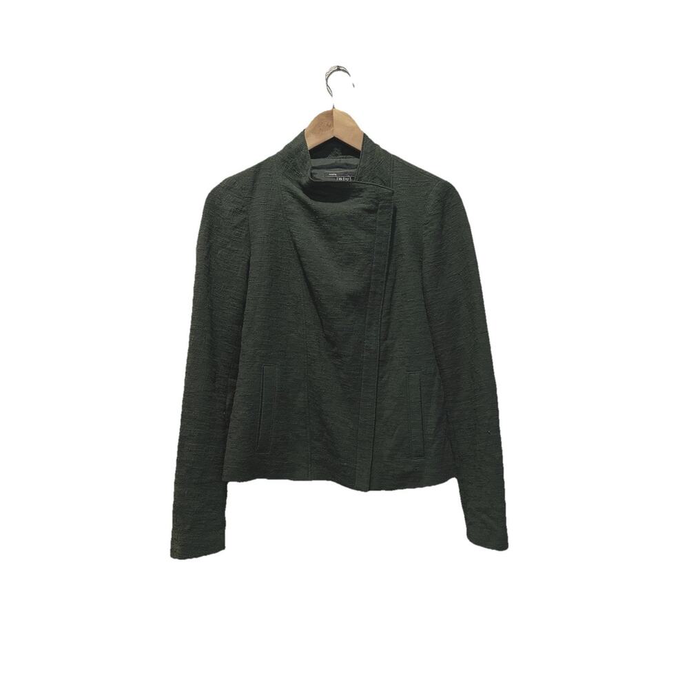 $345 Vince Jacket Womens XS Green Lined Woven Long Sleeve Asymmetrical Zip - Picture 2 of 7